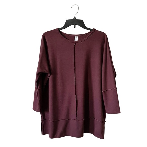 Spanx Perfect Length Sweatshirt Women's Size S Wine Dolman 3/4 Sleeve Pullover - Picture 1 of 5